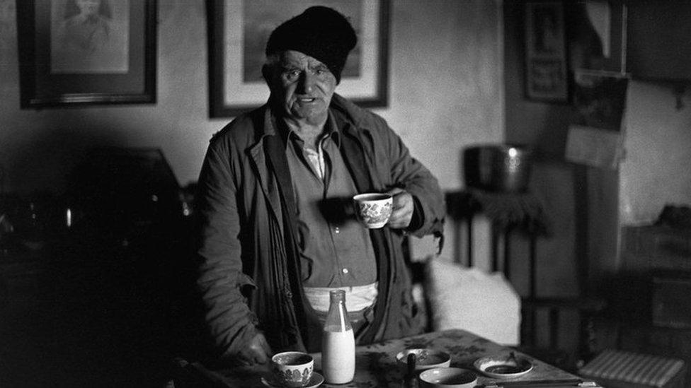 Archie Parkhouse with a cup of tea in 1978