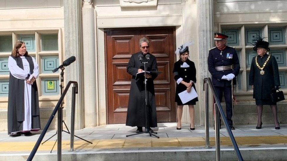 Officials at the County Hall in Dorchester for the proclamation service