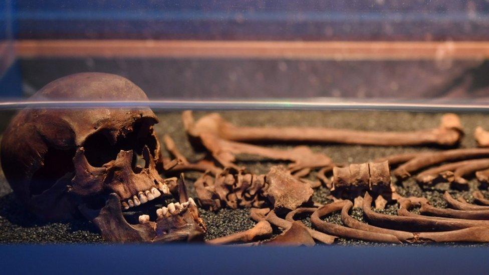 A skeleton believed to date from 16-17th century and discovered during the Crossrail excavations at Liverpool Street