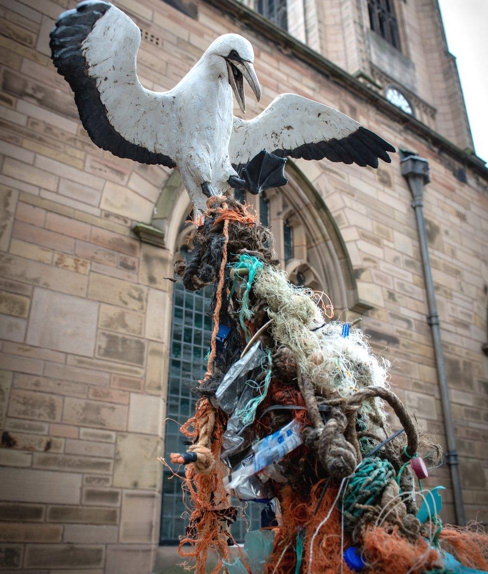 Gail Dooley's Tidal Shame outside Liverpool Parish Church