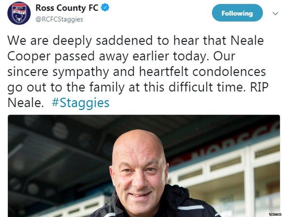 A tweet by Ross County Football Club