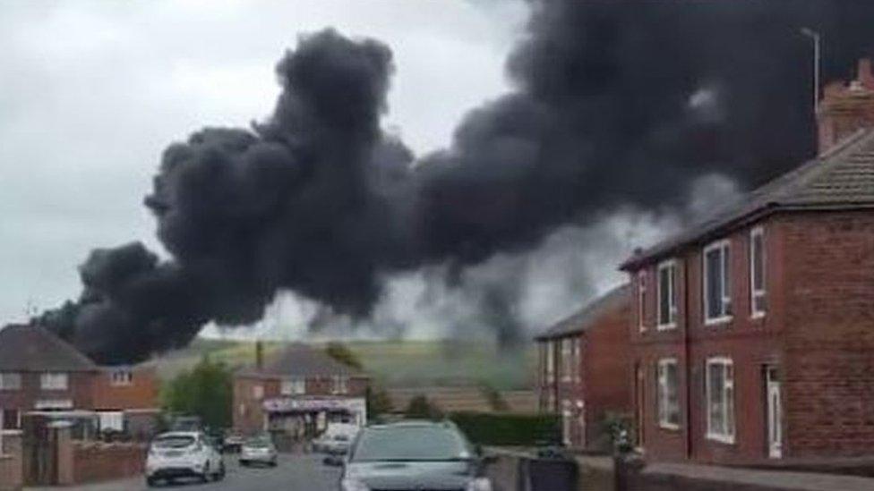 South Yorkshire Fire Service said up to 500 tonnes of plastic could be on fire at Kilnhurst