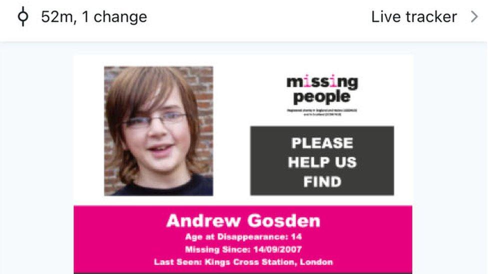 Trainline missing people advert