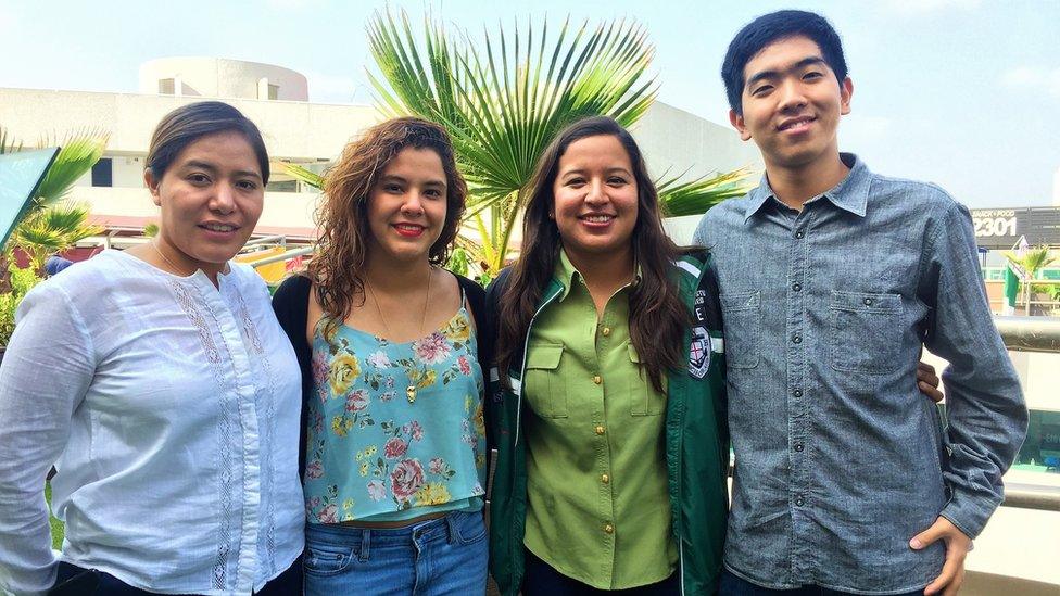 A photo by the University of Monterrey showing the four students