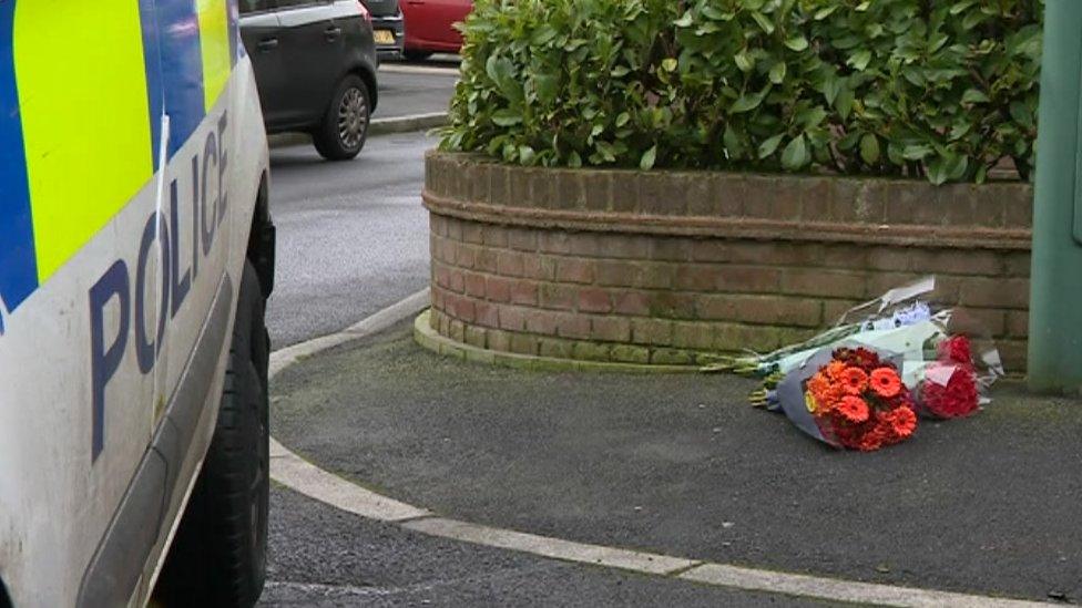 Flowers at murder scene