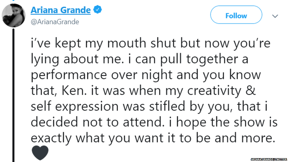 Ariana Grande tweet