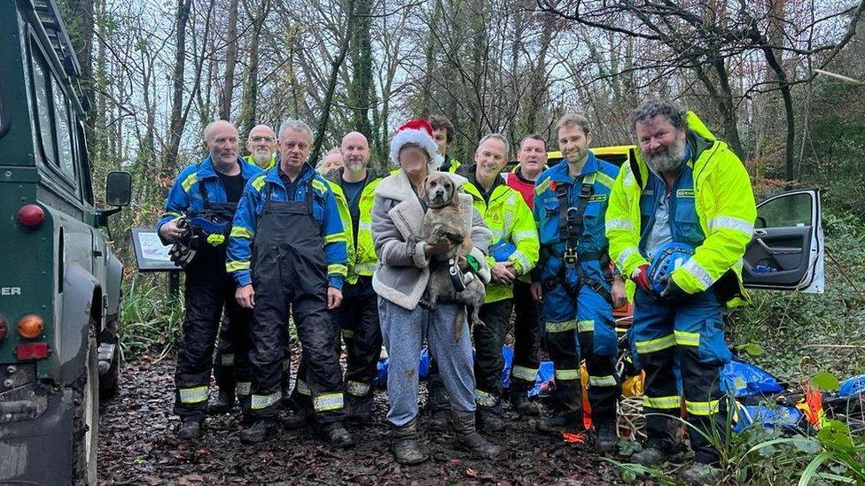 Lyme Regis coastguard with the rescued dog