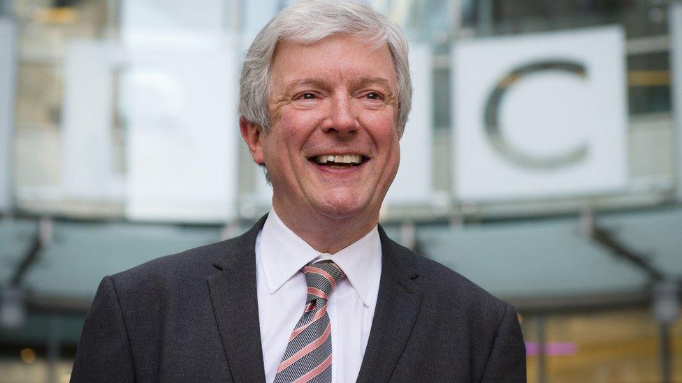 BBC director general, Tony Hall, stands outside the BBC