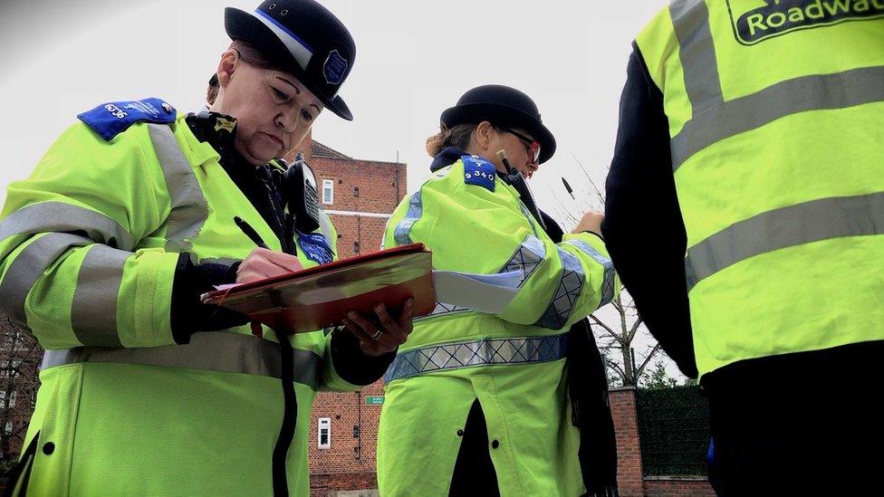 Police community support officers record registration details