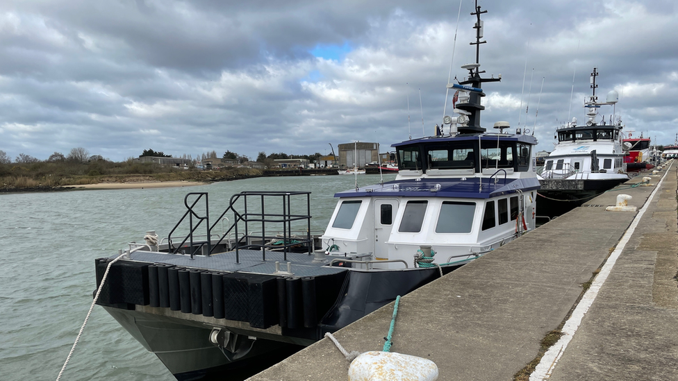 Boats in Lowestoft port