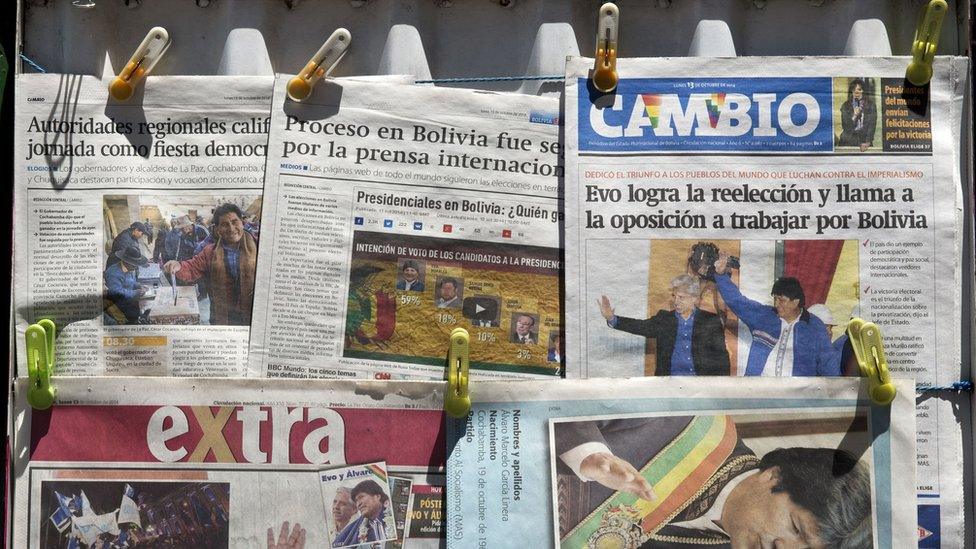 Newspaper stand in Bolivia