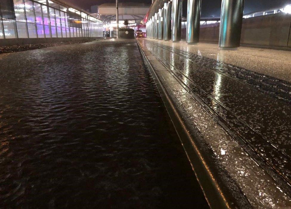 Flooded tram line