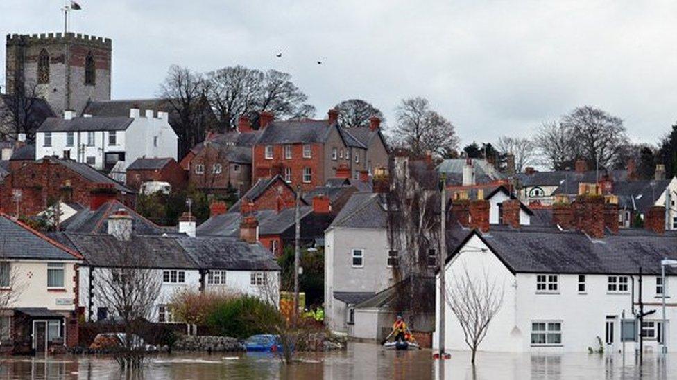 Flooding in St Asaph, Denbighshire, in November 2012