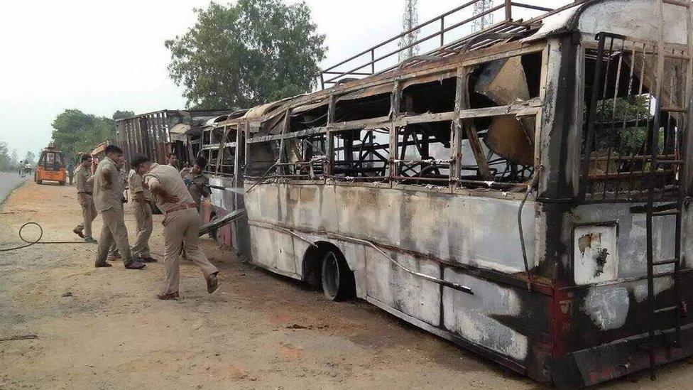 A senior police official said all 22 victims had been charred badly