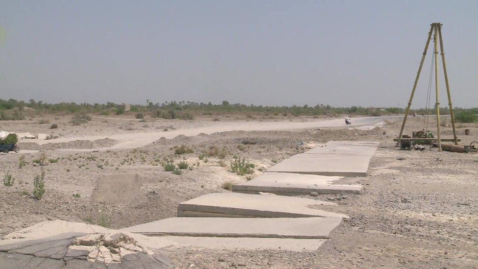 The construction site at Turbat - where work on a bridge was abandoned after 20 labourers were shot dead