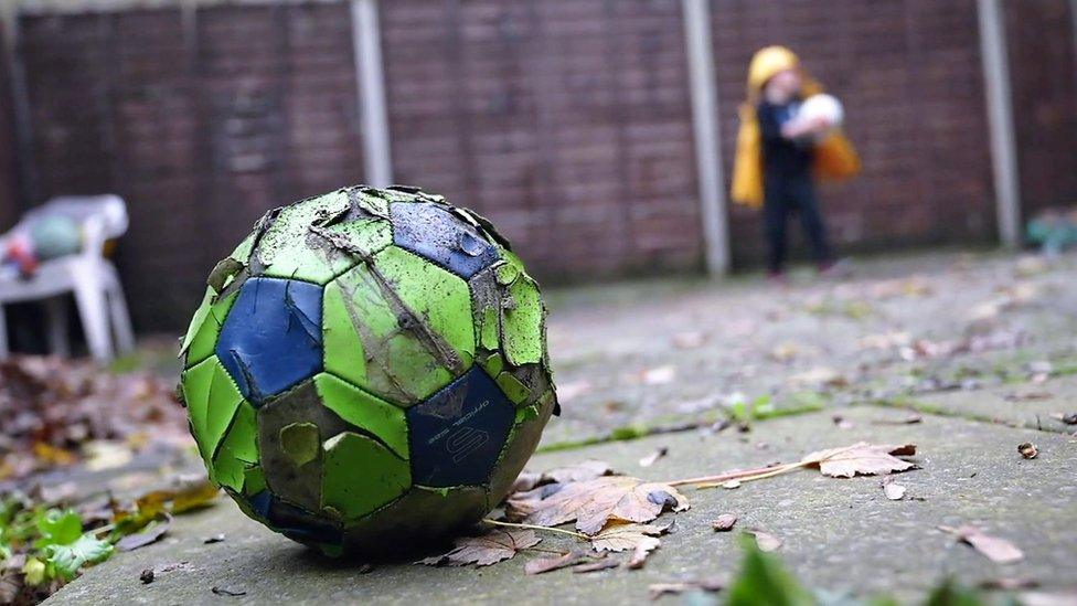 A broken football