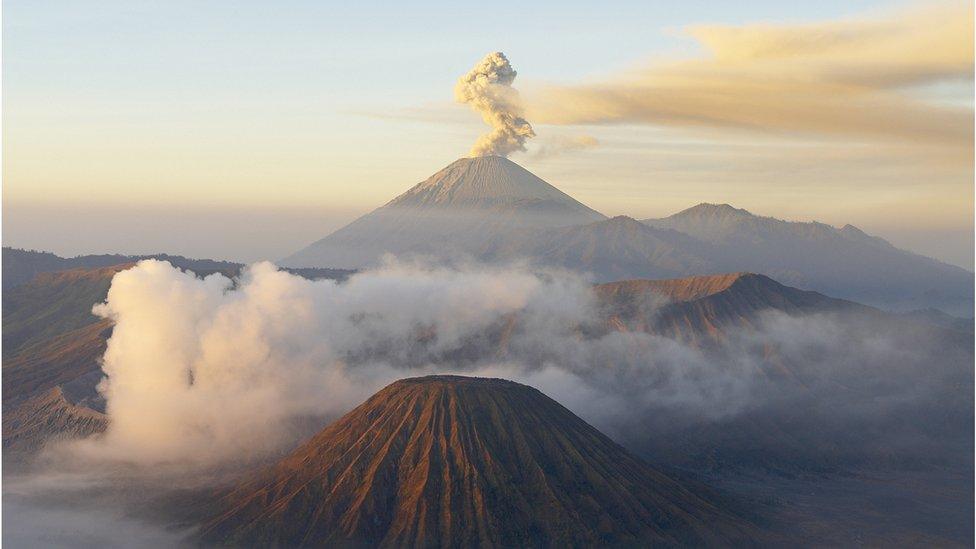 Indonesia, Java island, Bromo (2392m) and Semeru (3676m) volcanoes,