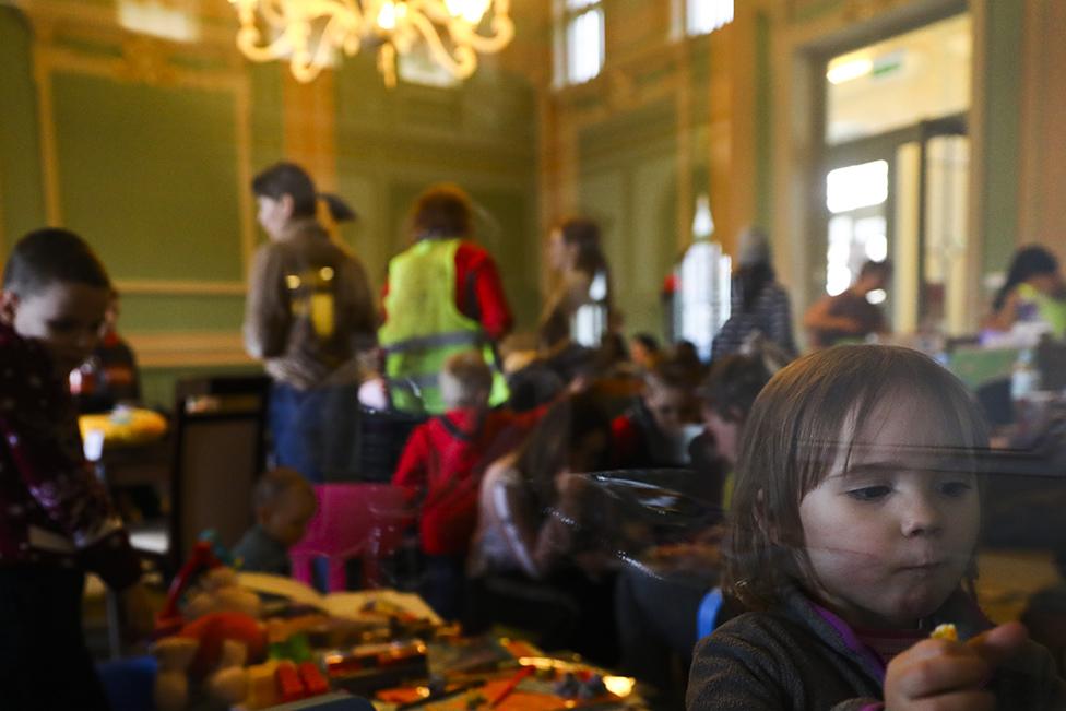 An area has been set up for children in the train station