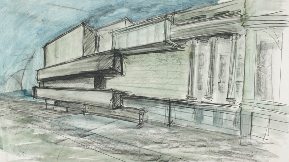 Concept drawing of the 1972 extension