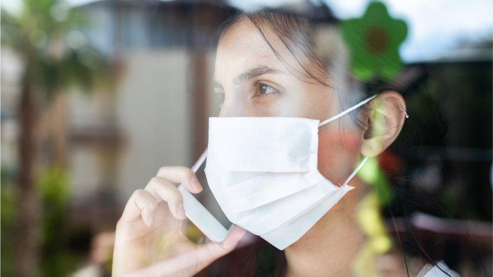 Woman shielding and staying at home