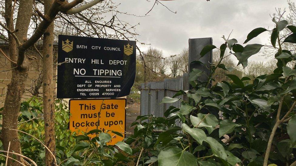 The sign at the entrance of the Entry Hill depot