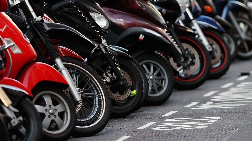 Scooters lined up in London