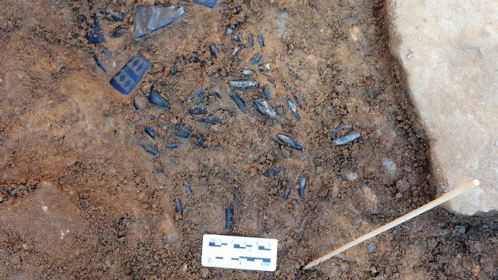 Beads in the excavation site