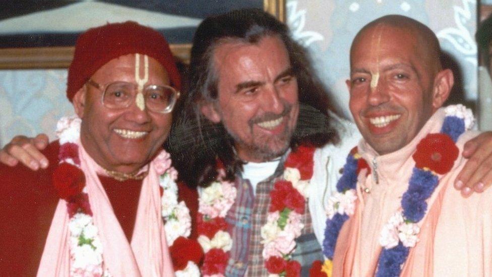 George Harrison with fellow Hare Krishnas