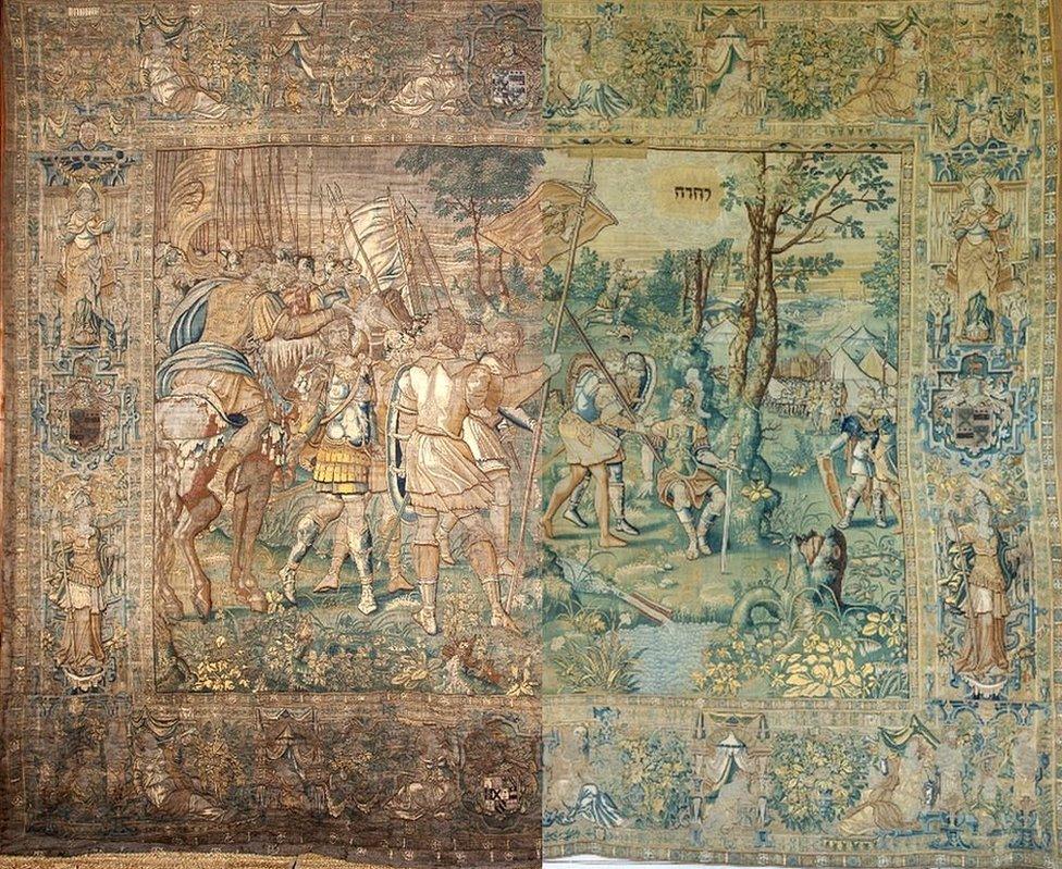 Panel 13 before and after conservation