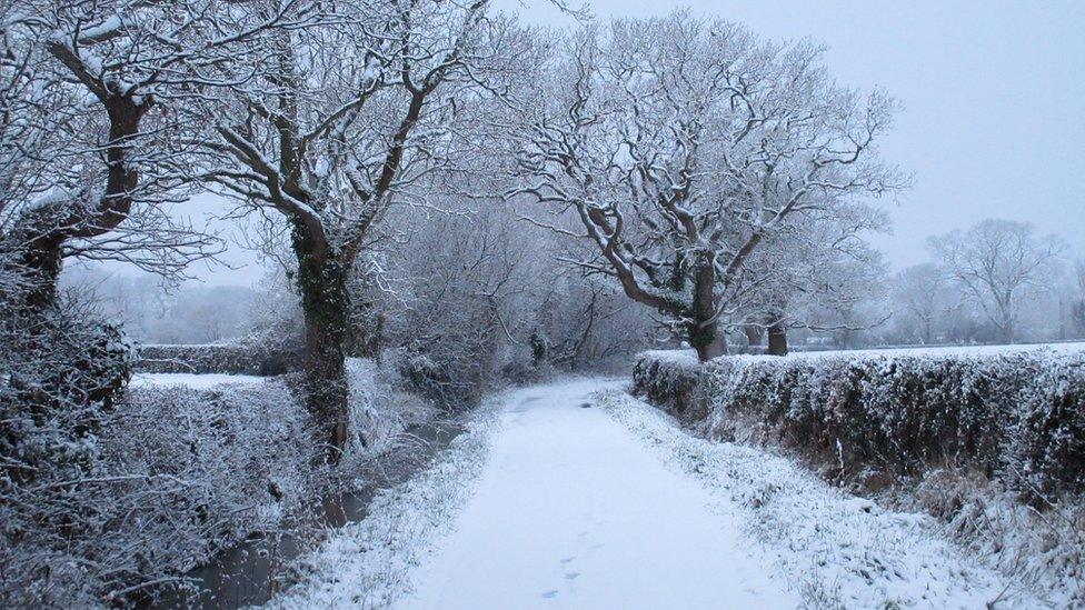 Ffordd dan eira yn Llanelwy