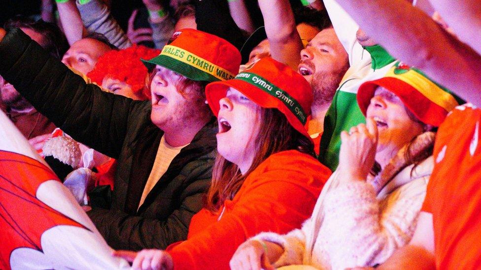 Wales fans at Tramshed in Cardiff