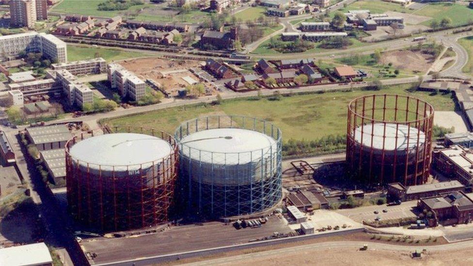 An archive image of the Windsor Street Gasworks