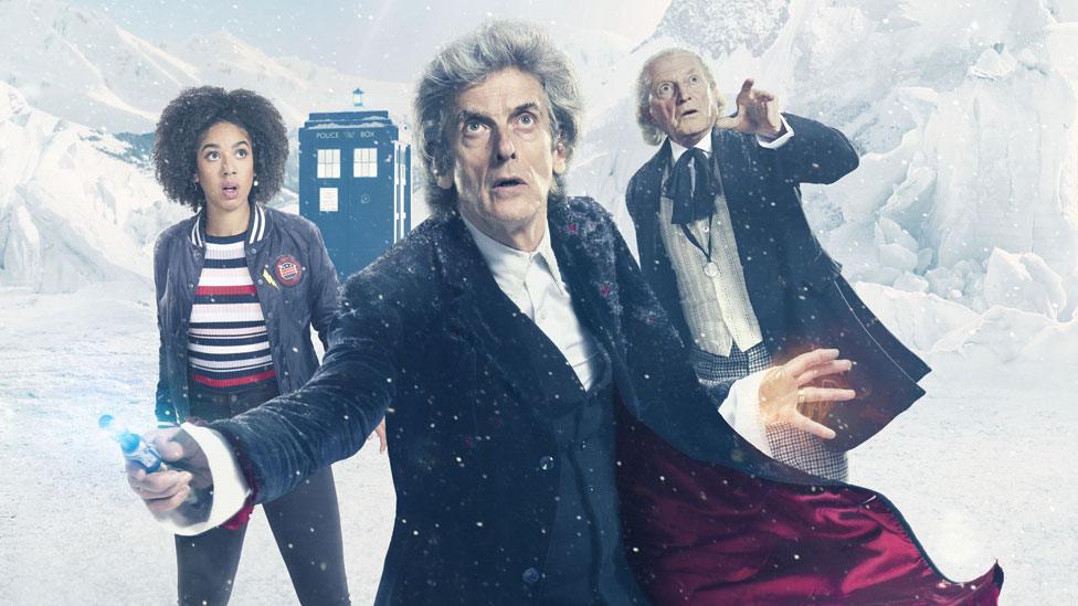 Pearl Mackie, Peter Capaldi and David Bradley in Doctor Who