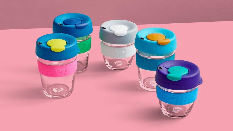 An assortment of KeepCups