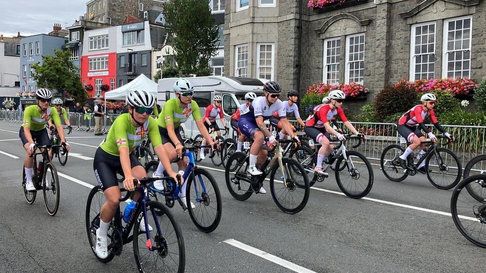 The women's cycling criterium event at The Island Games 2023