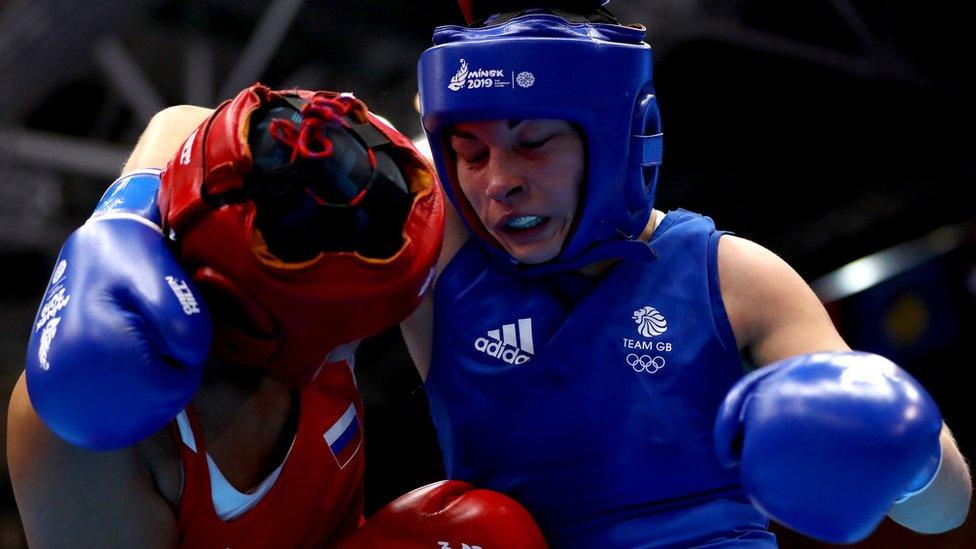 Boxer Lauren Price during a fight