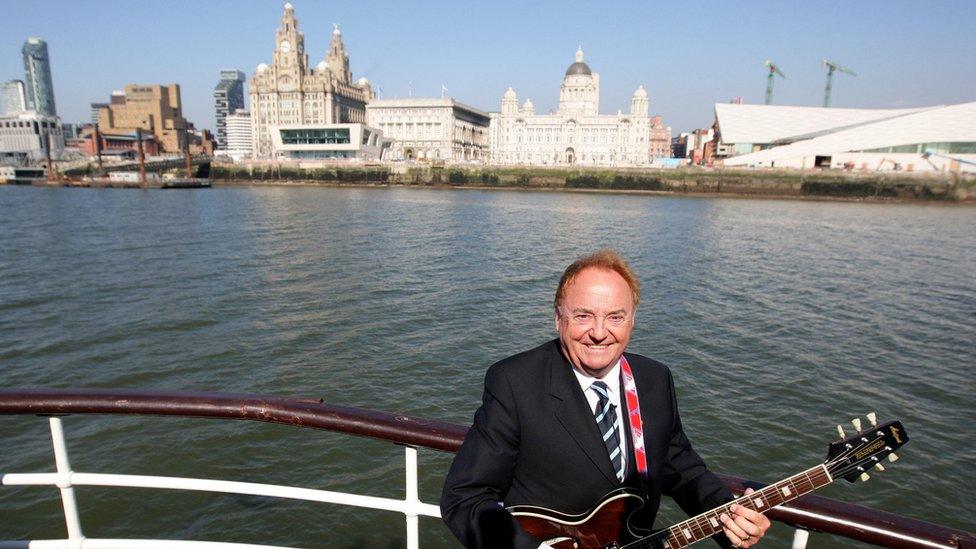 Gerry Marsden on board a Mersey ferry in 2009