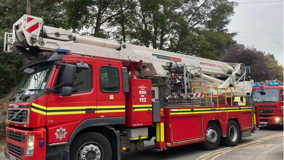 A fire service hydraulic platform at the scene