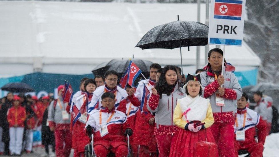 North's Paralympic team arrives in South Korea, 8 March