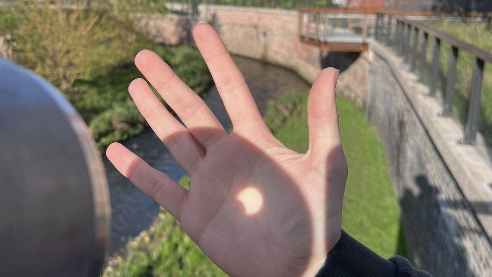 The partial solar eclipse captured at the Discovery Academy in Hyde, Greater Manchester