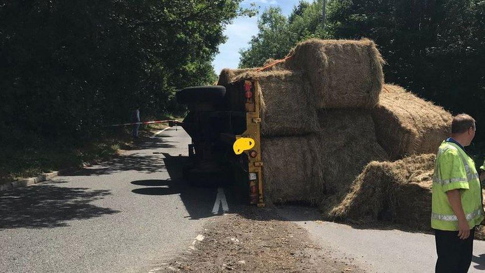 Overturned tractor