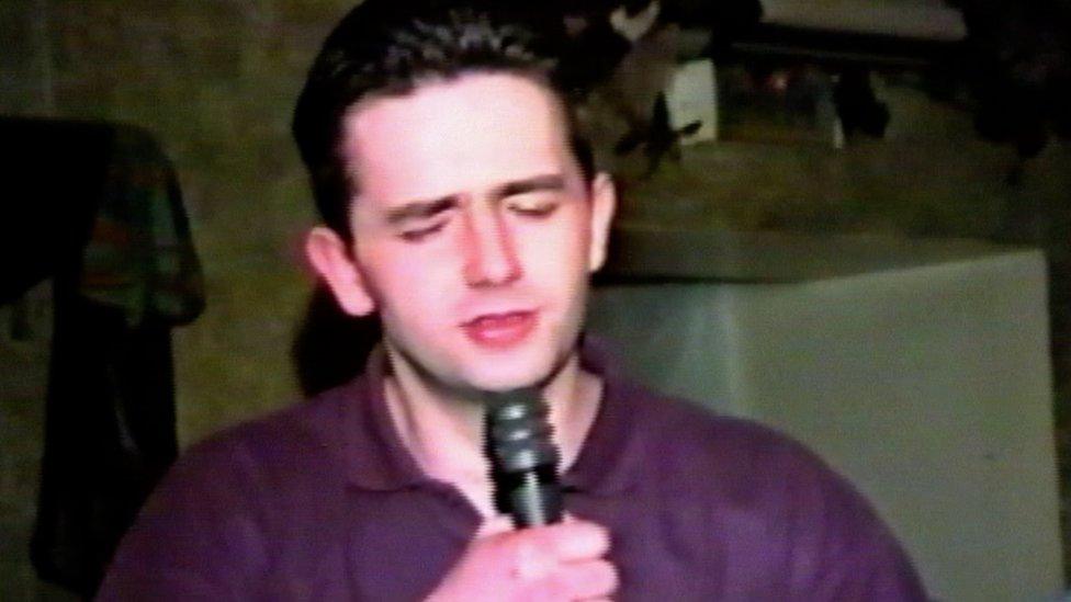 Home footage of Gerard Conway singing in April 1993