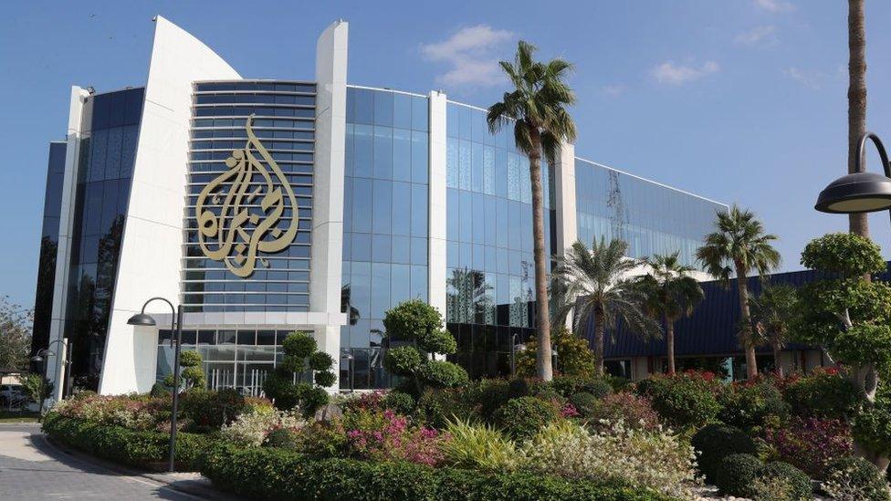 A picture taken on 5 December 2019 shows a general view of the headquarters of the Al Jazeera Media Network, in Doha, Qatar