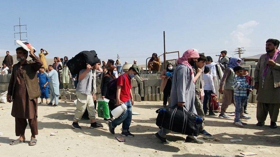 People outside Kabul airport