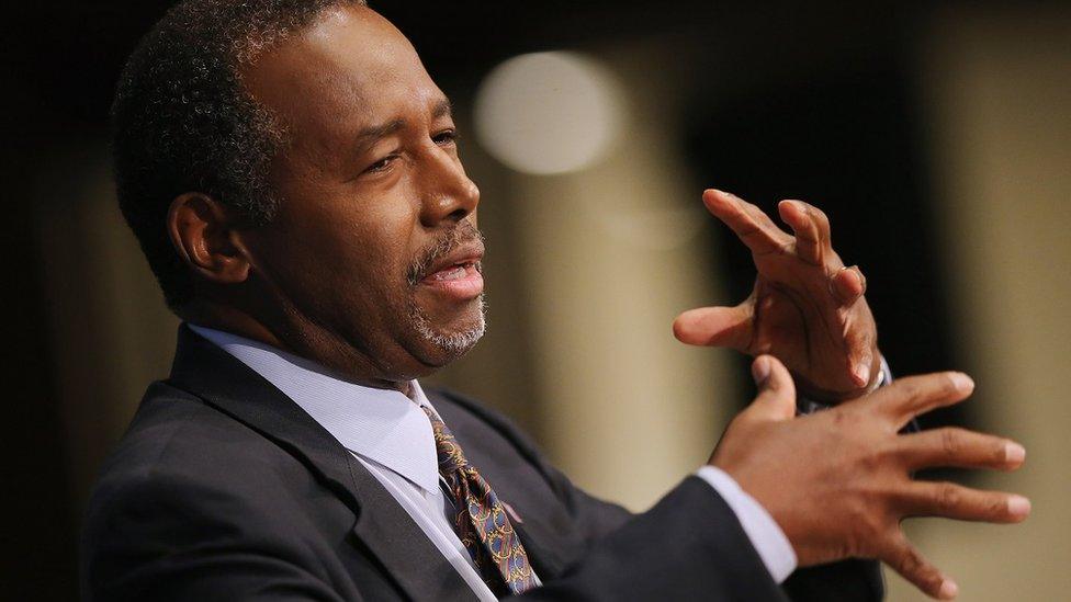 Ben Carson speaks at the National Press Club in Washington, DC.