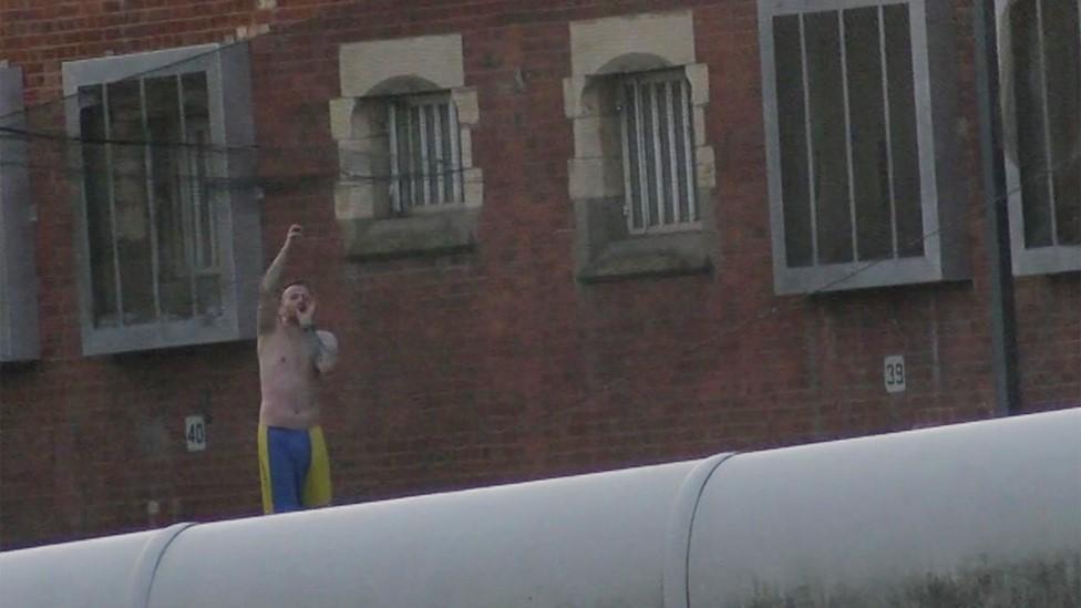 Stuart Horner on roof of HMP Manchester