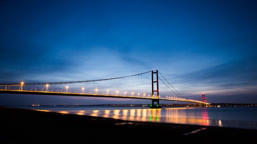 The Humber Bridge at twilight