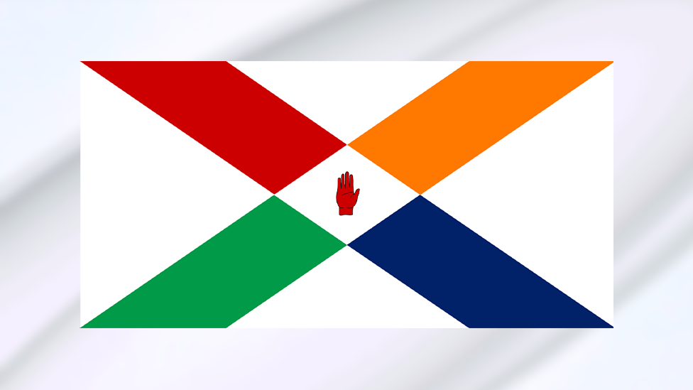 An artistic impression of the "South African-style proposal" which was among the suggestions for a new NI flag in the 1995 memo