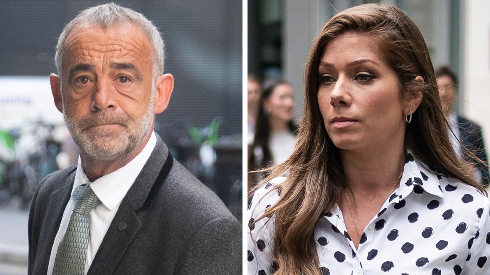 Composite image showing Michael Le Vell (L) and Nikki Sanderson (R)