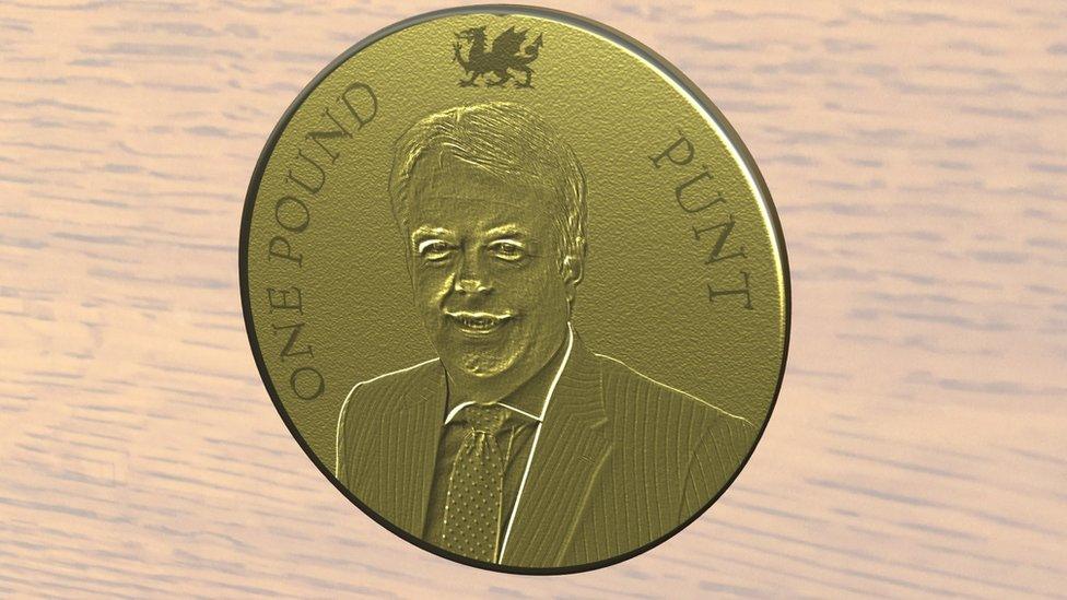 A mock-up of a Welsh pound bearing the face of First Minister Carwyn Jones